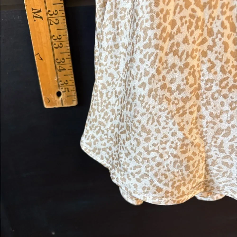 Abercrombie Midi Satin Slip Dress White Khaki Animal Print Medium